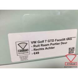 VW Golf 7 GTE Facelift Ruit Raam Deur Portier Rechts Achter