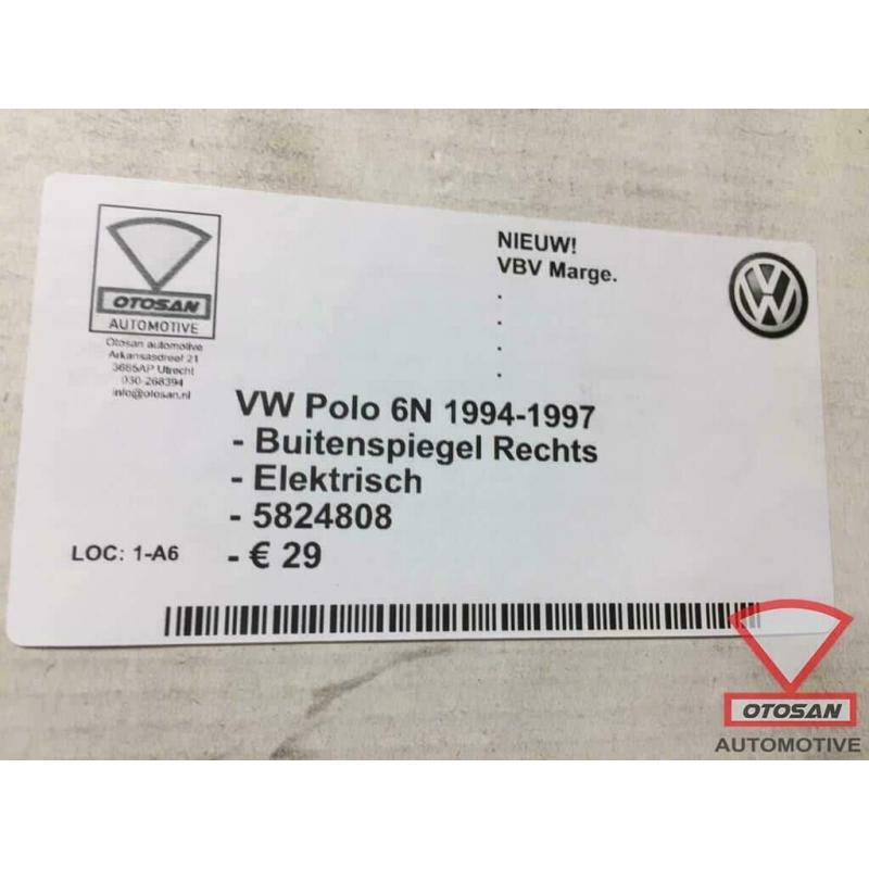 VW Polo 6N 1994-1997 Buitenspiegel Spiegel Rechts Elekt. Nie