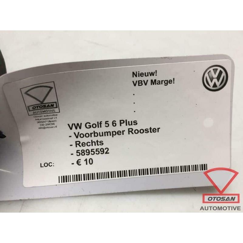 VW Golf 5 6 Plus Voorbumper Rooster Rechts Nieuw! 5895592