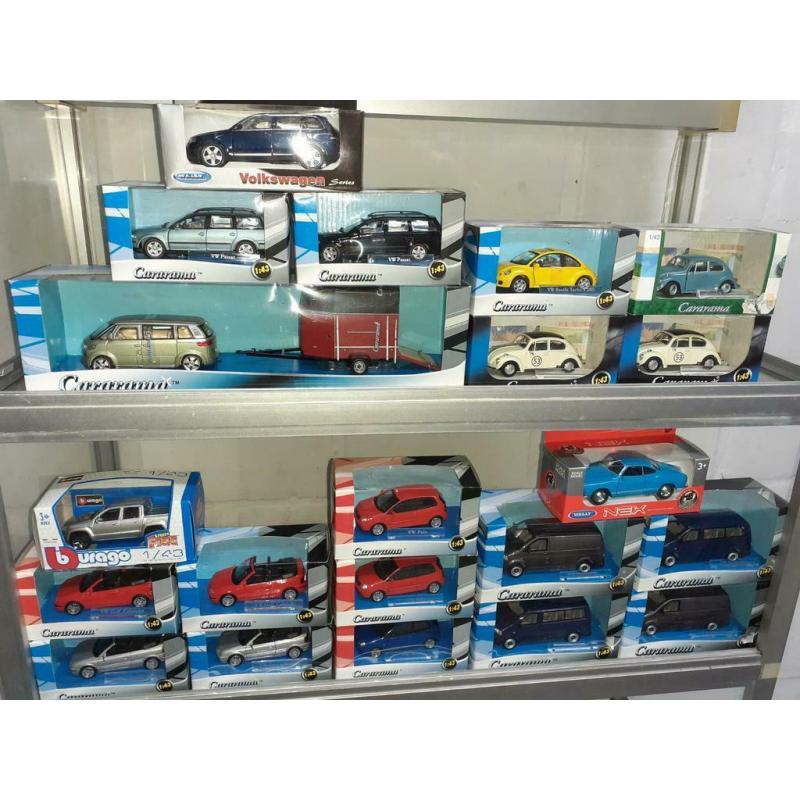 21 x vw volkswagen 1/43 golf polo kever nieuw in doos