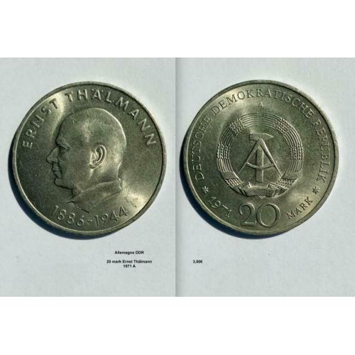 Allemagne DDR 20 mark 1971 Ernst Thälmann