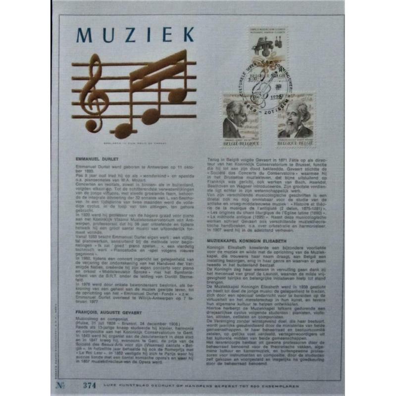 KUNSTBLAD nr. 374- MUZIEK (SLECHTS 500 VAN GEMAAKT)