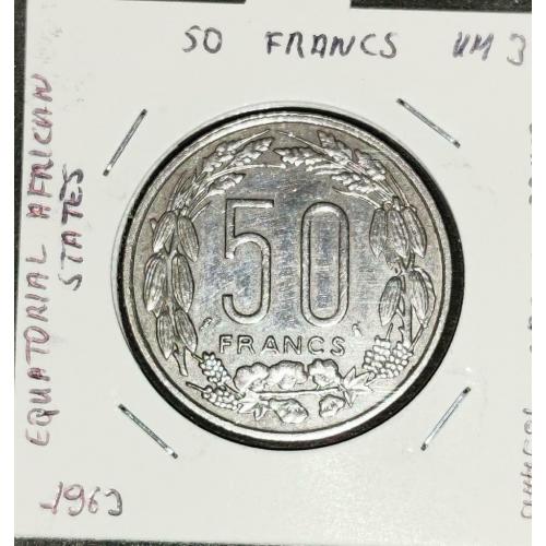 Equatorial Africa : 50 Francs 1963 Congo-Gabon-Tsjaad. KM 3