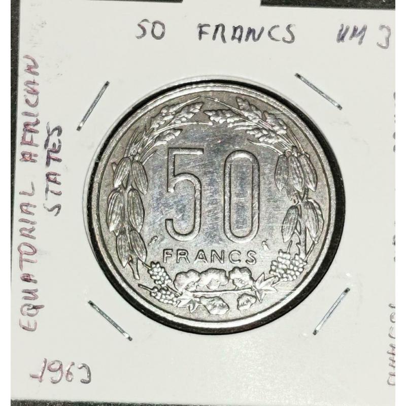 Equatorial Africa : 50 Francs 1963 Congo-Gabon-Tsjaad. KM 3
