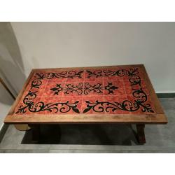 Magnifique table basse avec mosaïque et fer forgé