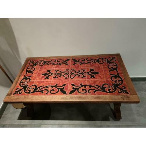 Magnifique table basse avec mosaïque et fer forgé