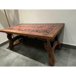 Magnifique table basse avec mosaïque et fer forgé