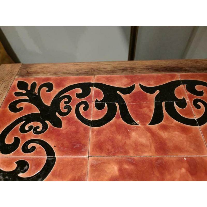 Magnifique table basse avec mosaïque et fer forgé